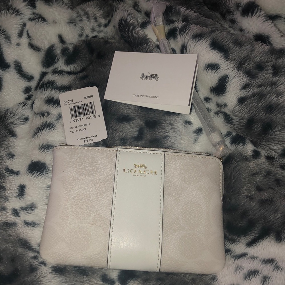Coach Signature PVC Leather Corner Zip Wristlet